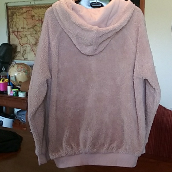 L.A hearts soft pink teddy zip-up sweater jacket - Picture 2 of 5